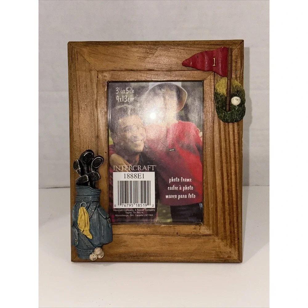 Intercraft Wood Golf Photo Frame 3.5x5 3D Golf Bag Flag Sports Decor 1888E1